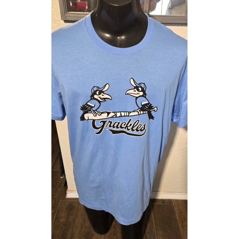 Bella Canvas Grackles Baseball Graphic T-Shirt Mens XL Light Blue Short Sleeve